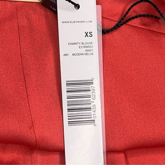 NEW XS Elite Tahari Silk Blouse Orange Pink Colors Lightweight - Picture 14 of 16